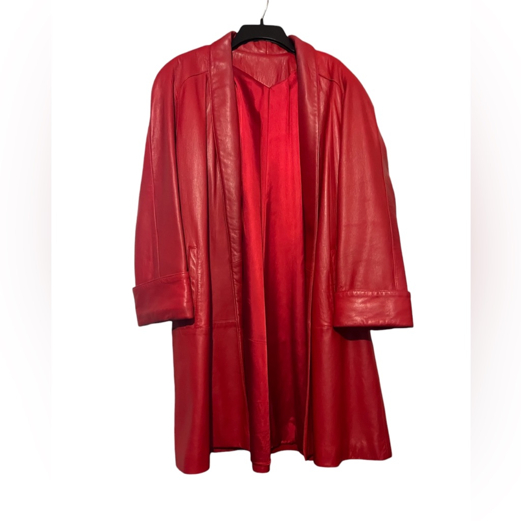 Vintage Red Leather Coat